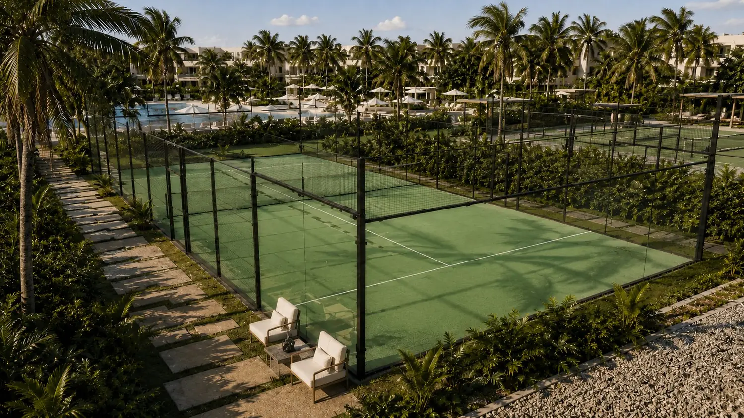 Canchas de pádel y pickleball vista aérea