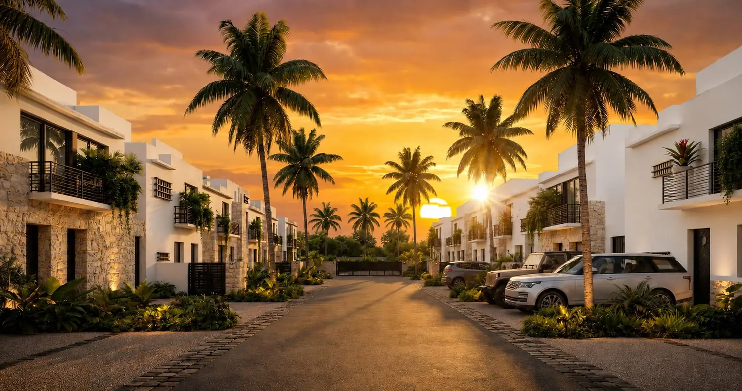 Privada de Costa Faro al atardecer