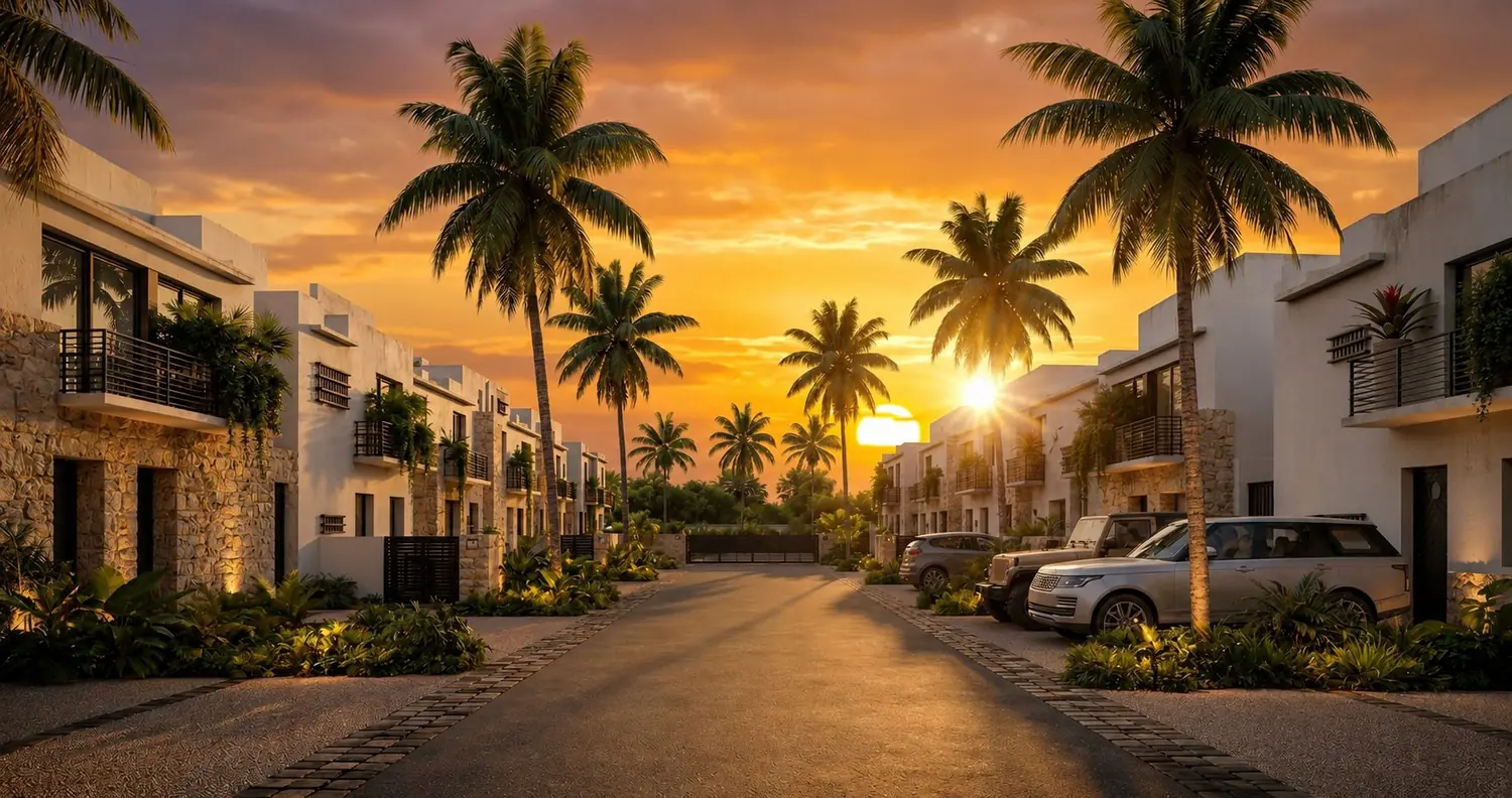 Privada de Costa Faro al atardecer