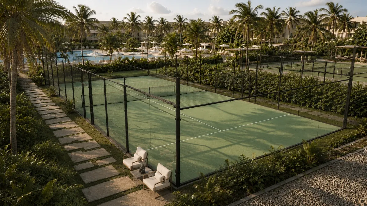 Canchas de pádel y pickleball vista aérea