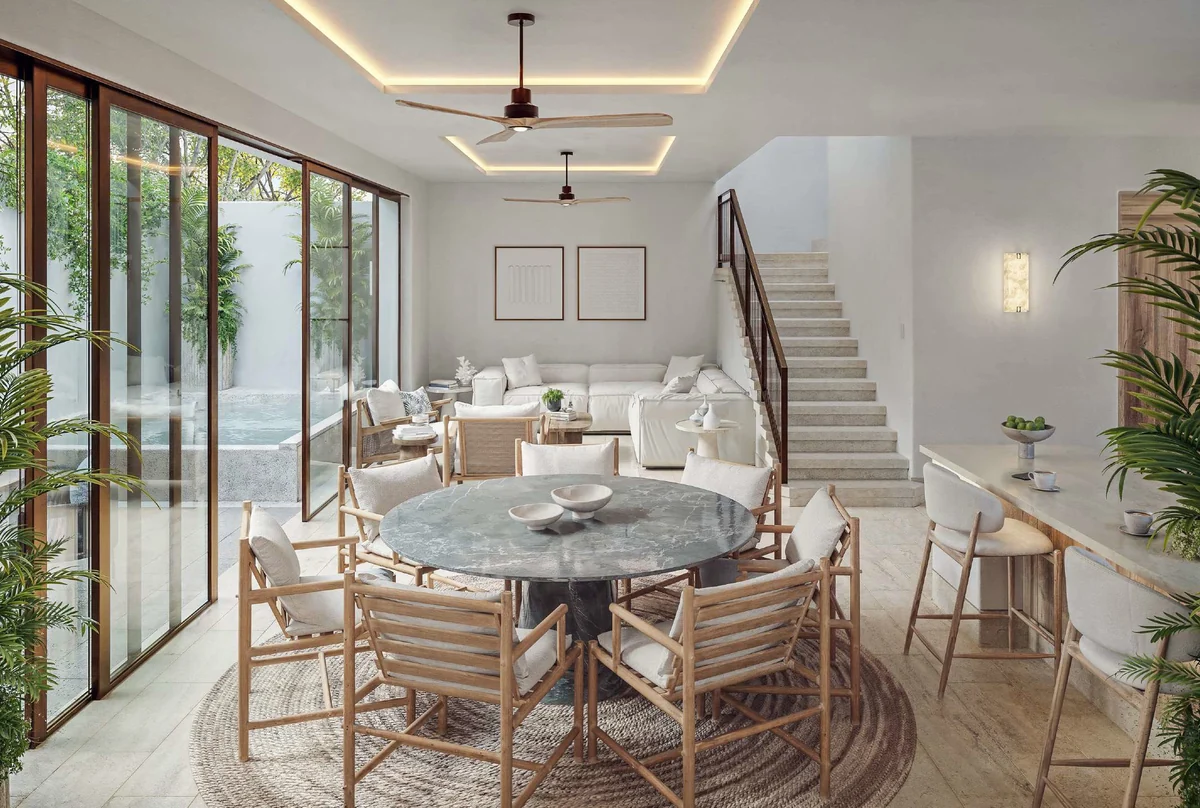 Sala y comedor de la casa tipo Costa Faro